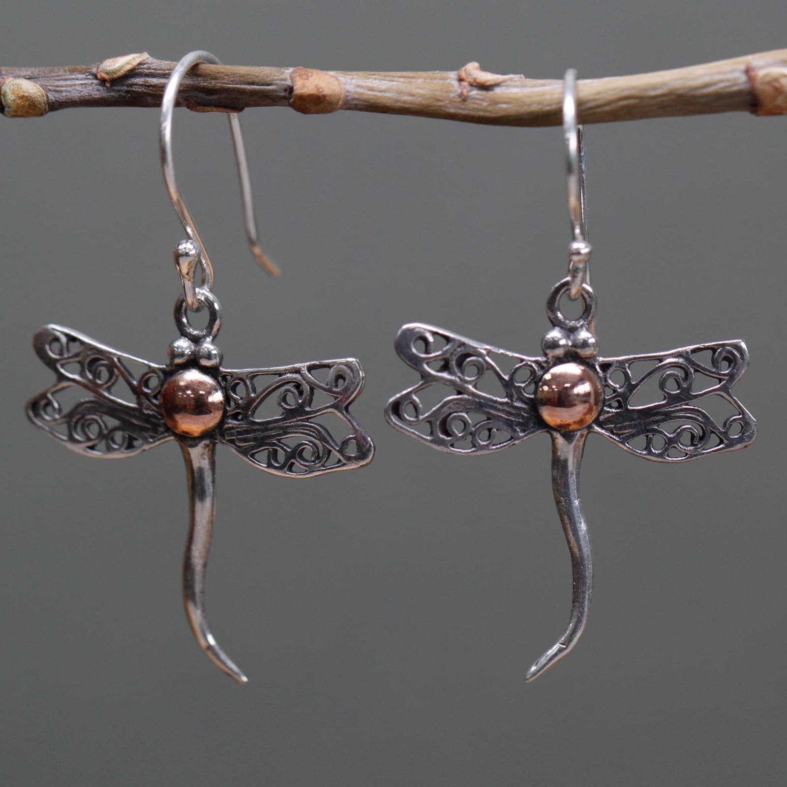 Kõrvarõngad hõbe ja kuld - Dragonflies