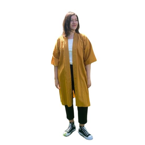 Linane pikk kimono - Sinepikollane