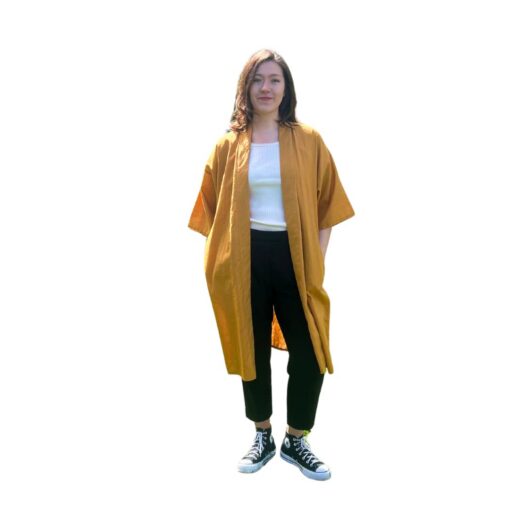 Linane pikk kimono - Sinepikollane