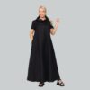 JustMust rullkaelusega pikk linane kleit Umi - Must