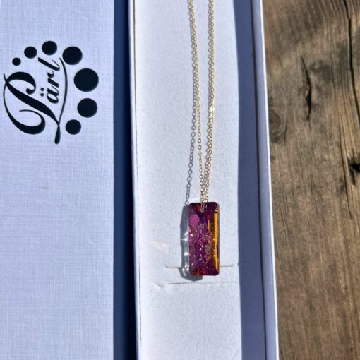 Hõbedast kaelakee Swarovski kristalliga - Oranžika kumaga