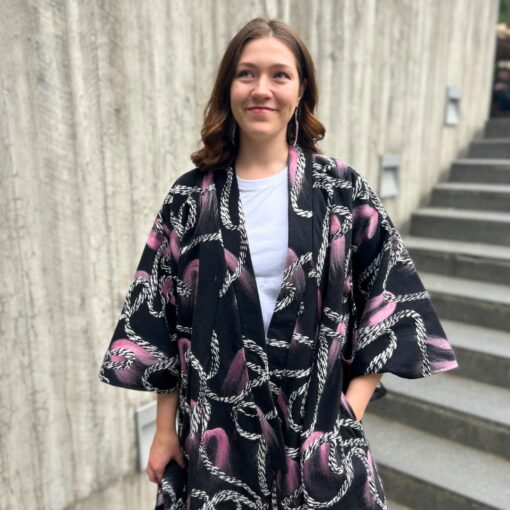 Moniik soe kimono - Must-roosa