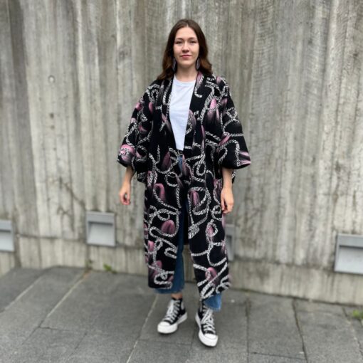 Moniik soe kimono - Must-roosa