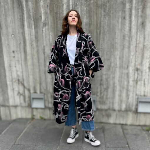 Moniik soe kimono - Must-roosa