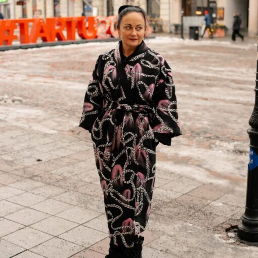 Moniik soe kimono - Must-roosa