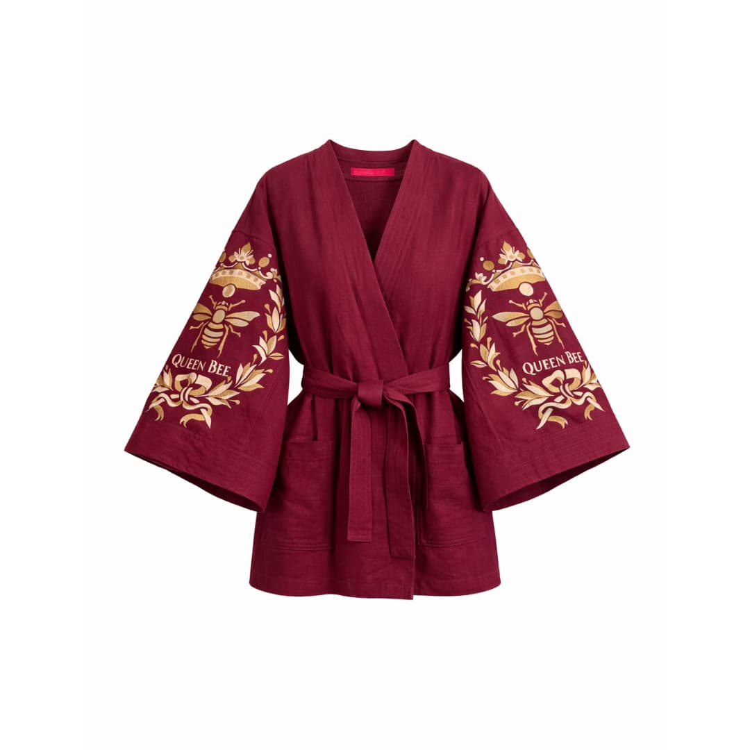 PineWine linane kimono - Punane