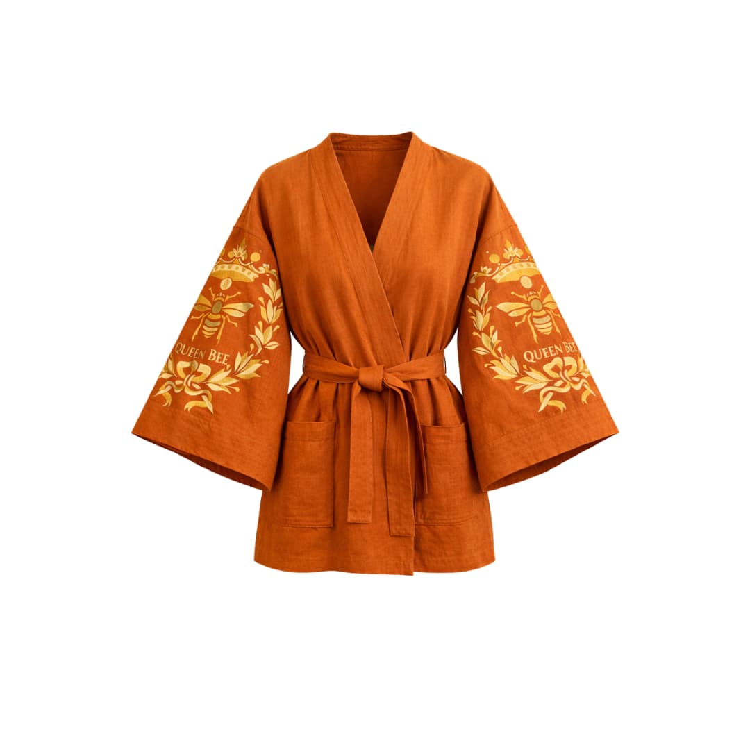 PineWine linane kimono - Oranž