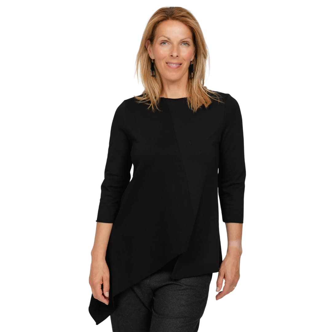 JustMust asümmeetriline kalasaba mustriga pluus Kiru - Must