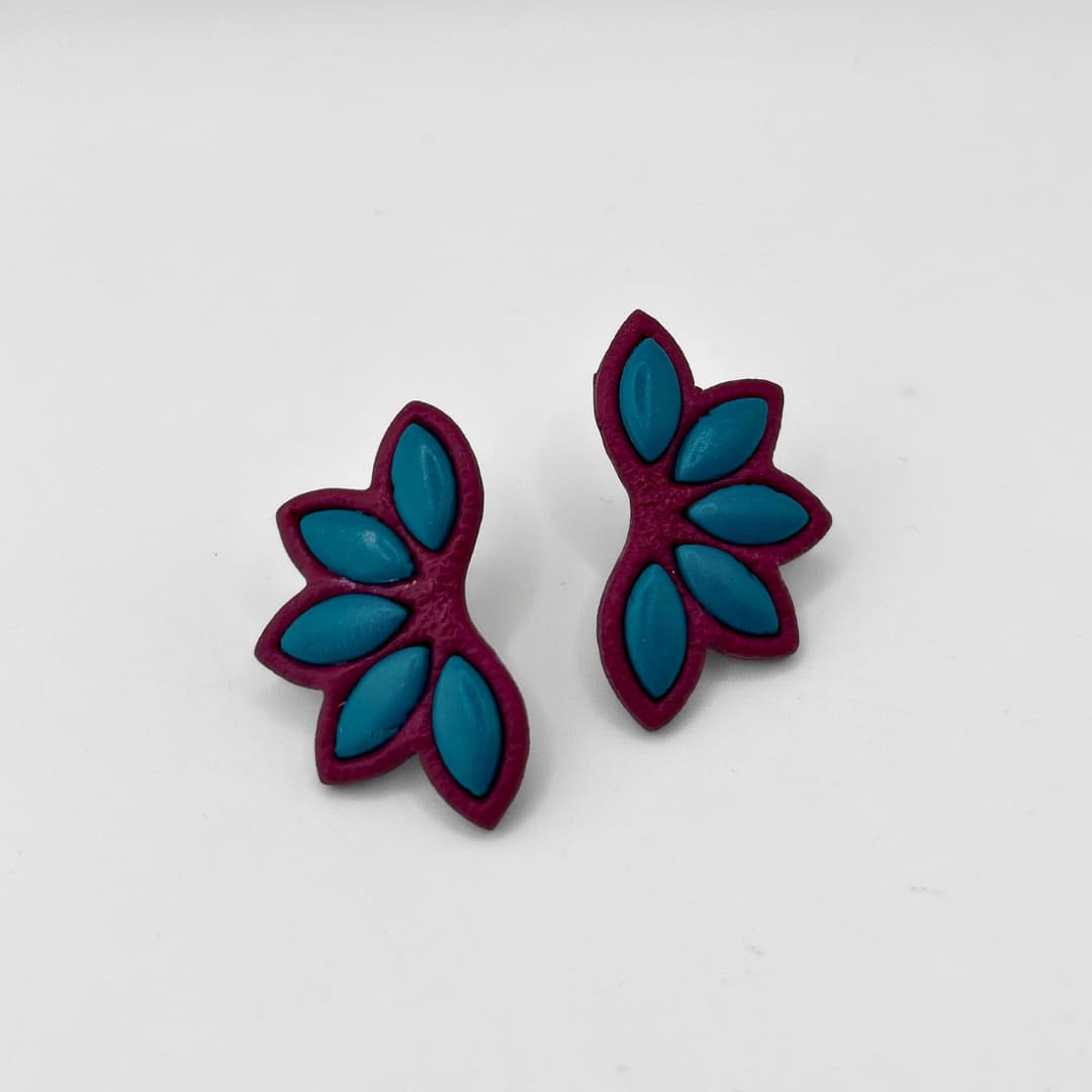 Lumme polümeersavist kõrvarõngad Sia - Tumepunane-sinine