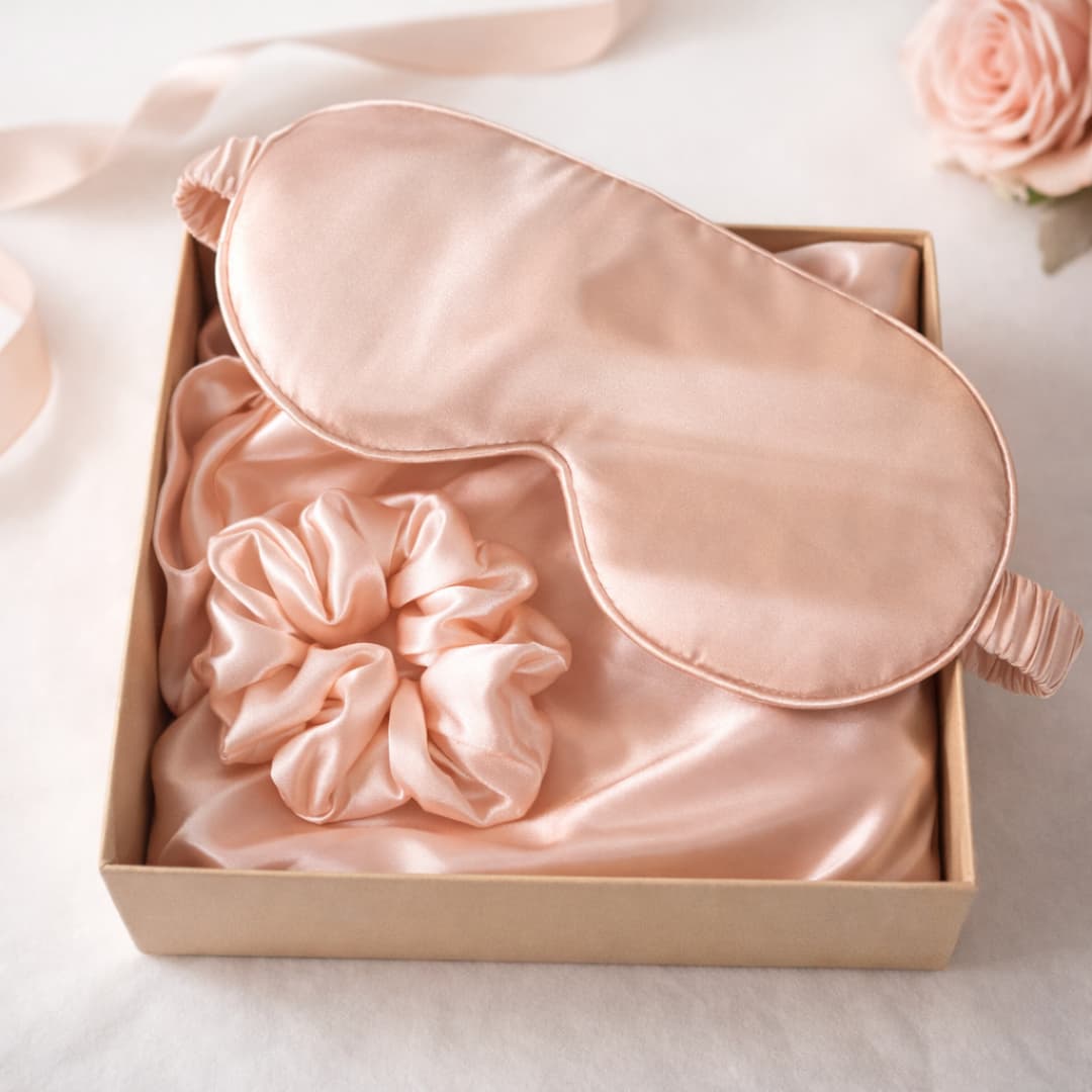 Kinkekomplekt 100% siid - Heleroosa