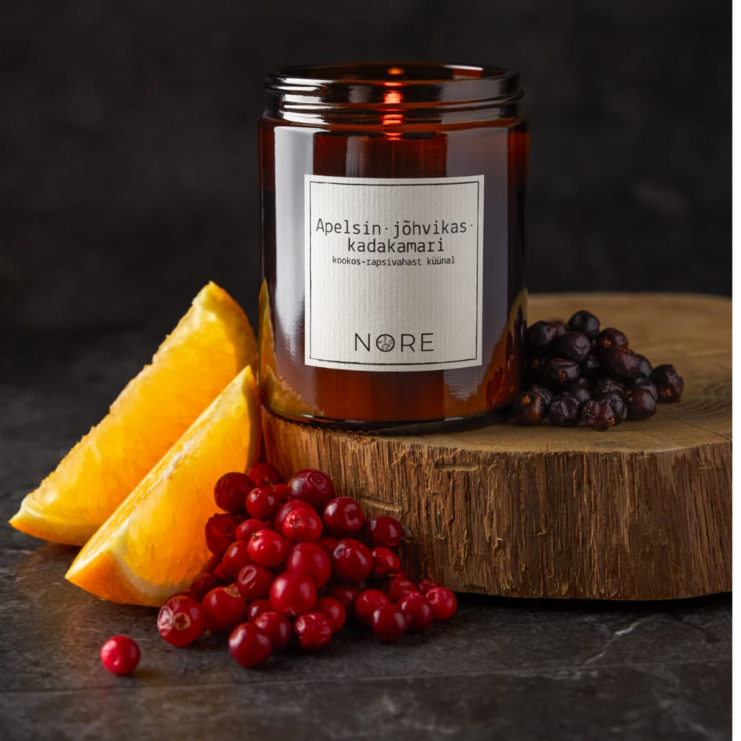 Nore - Apelsin•jõhvikas•kadakamari küünal 150g