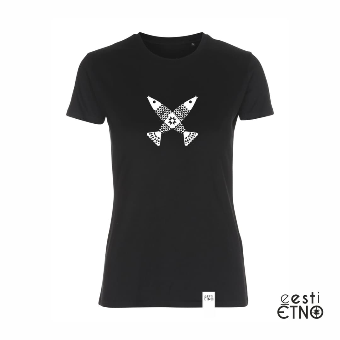 Eesti Etno naiste t-särk Etno Kalad - Must