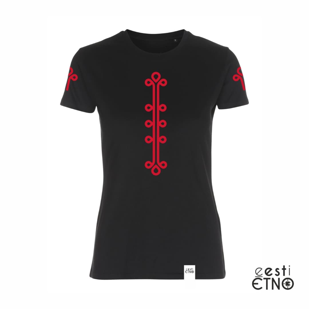Eesti Etno naiste t-särk Mulgi - Must