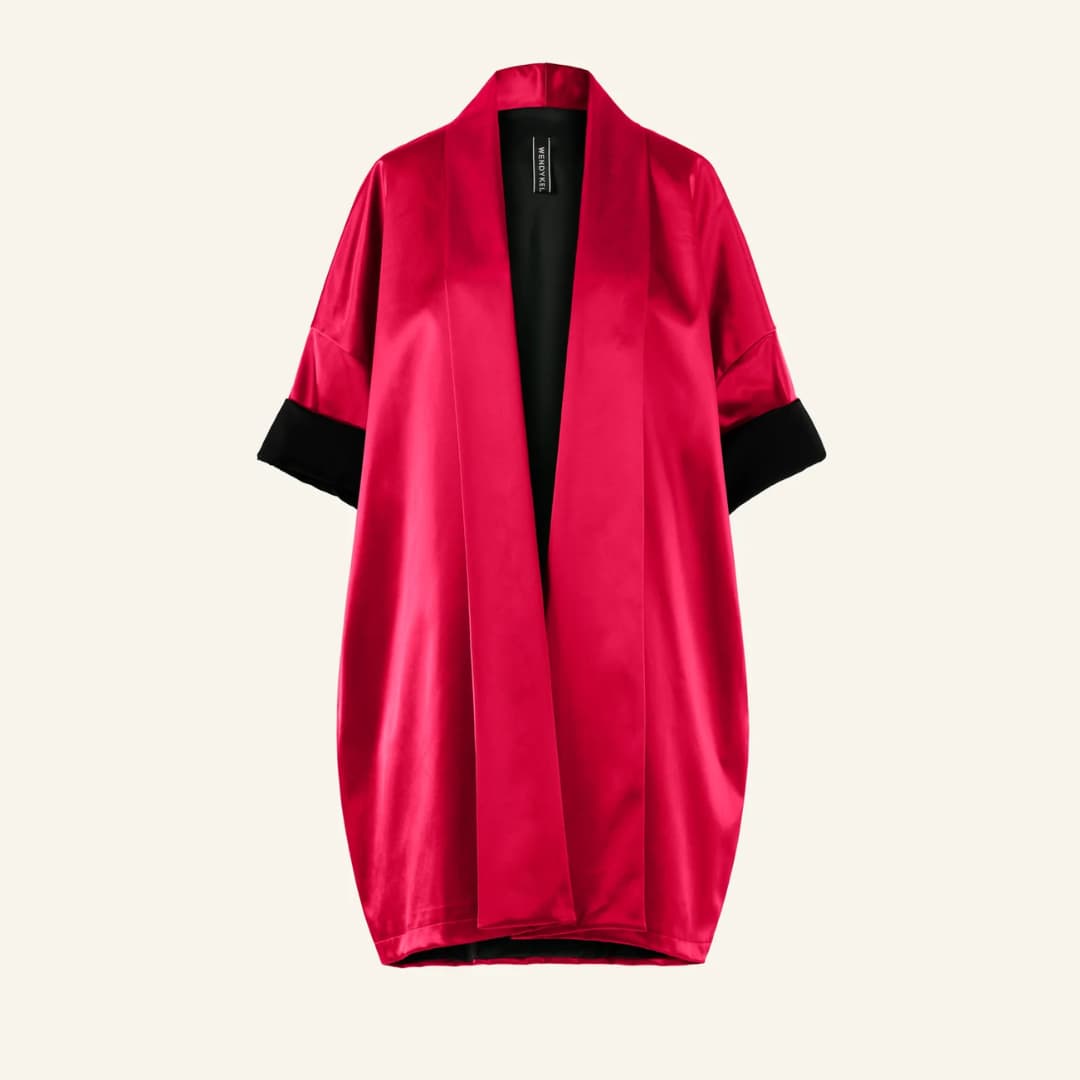 Naiste satiinist kimono - Roosa