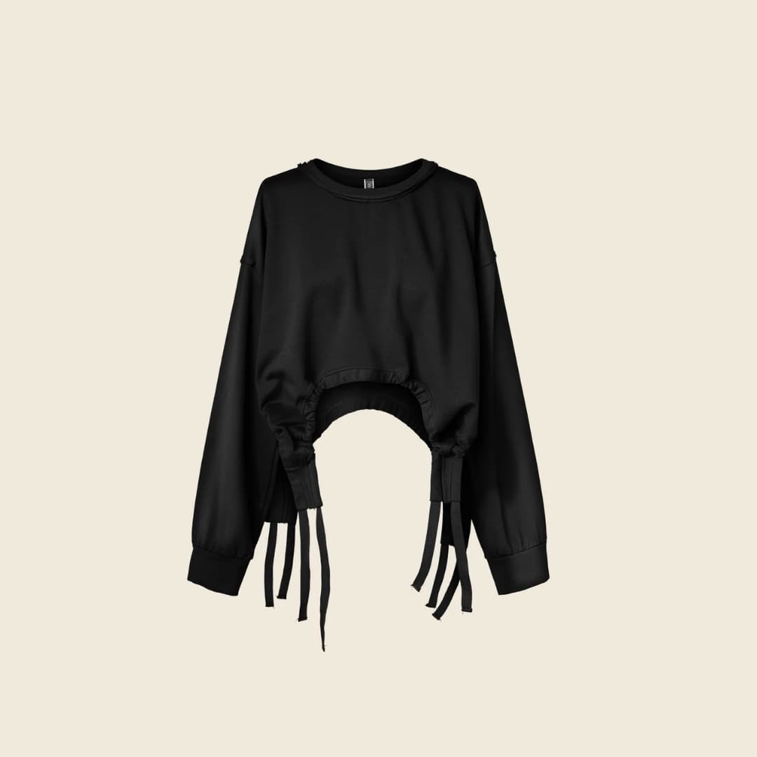 Lühike dressipluus narmastega - Must