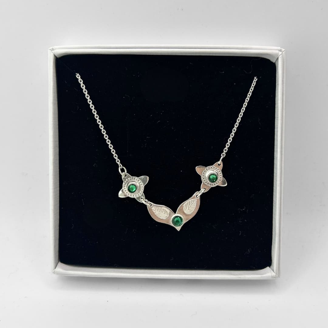 Hõbedast kaelakee Melhior - Roheline