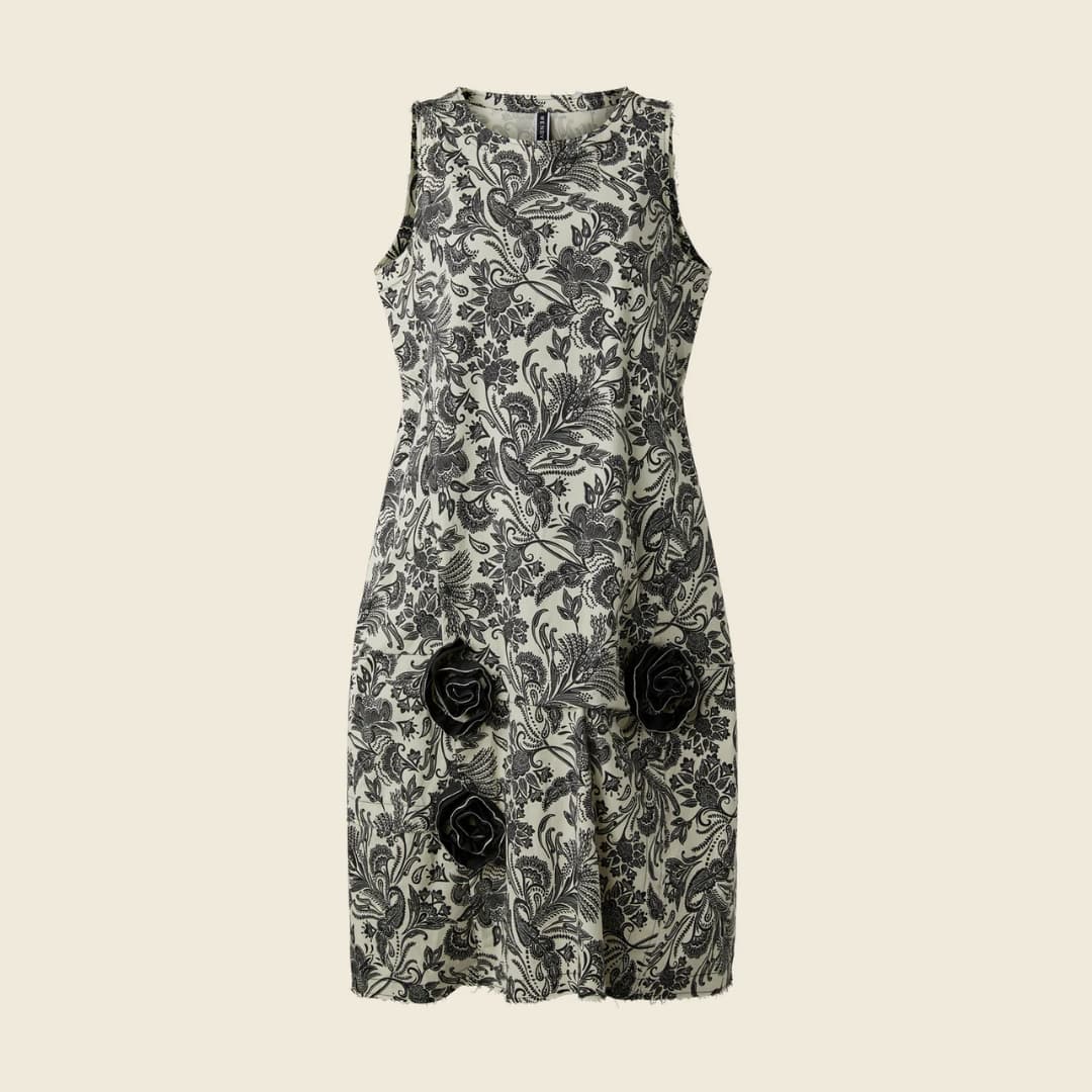 Roosidega kleit - Must-valge