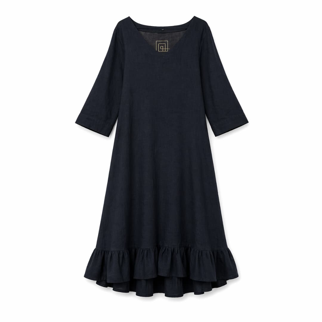 Kristi Mustkivi linane kleit - Tume/kollane