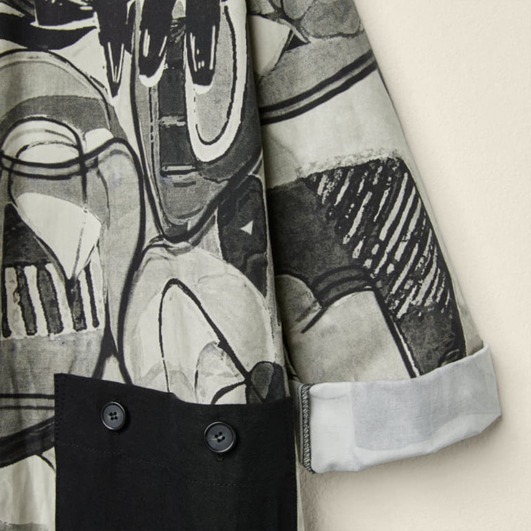 Cubism kleit - Must-valge