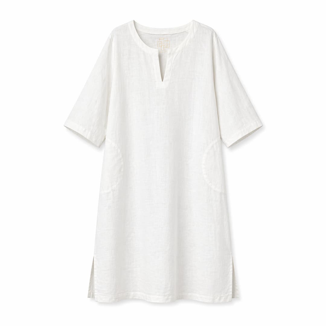 Kristi Mustkivi linane kleit - Valge/kollane