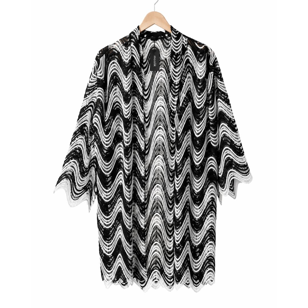 Moniik pikk kimono - Must-valge