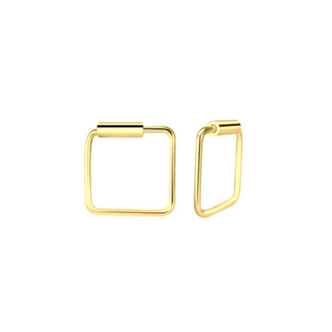 Pärl hõbedast kõrvarõngad Minimalistic - Ruut kullatud 8mm