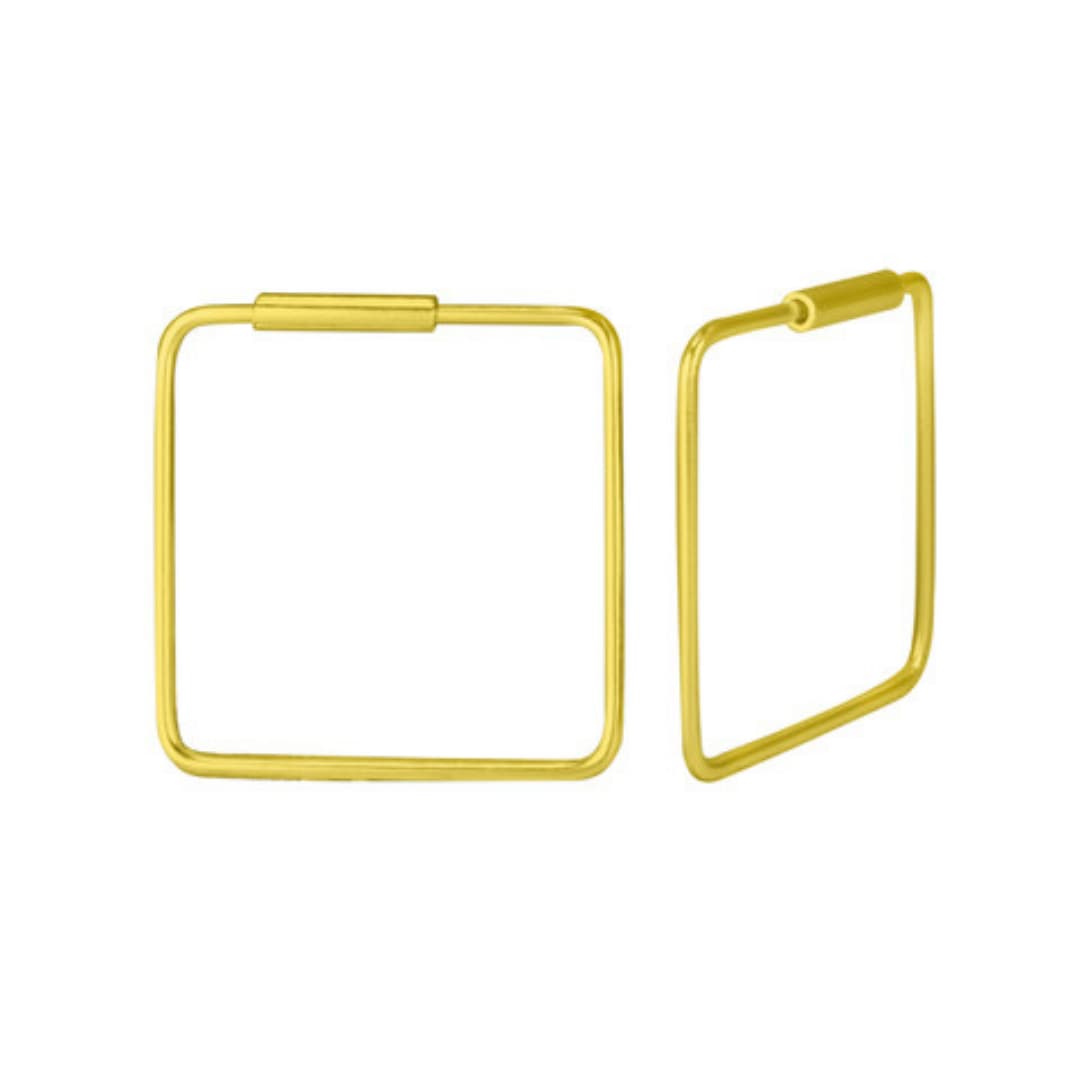 Pärl hõbedast kõrvarõngad Minimalistic - Ruut kullatud 16mm