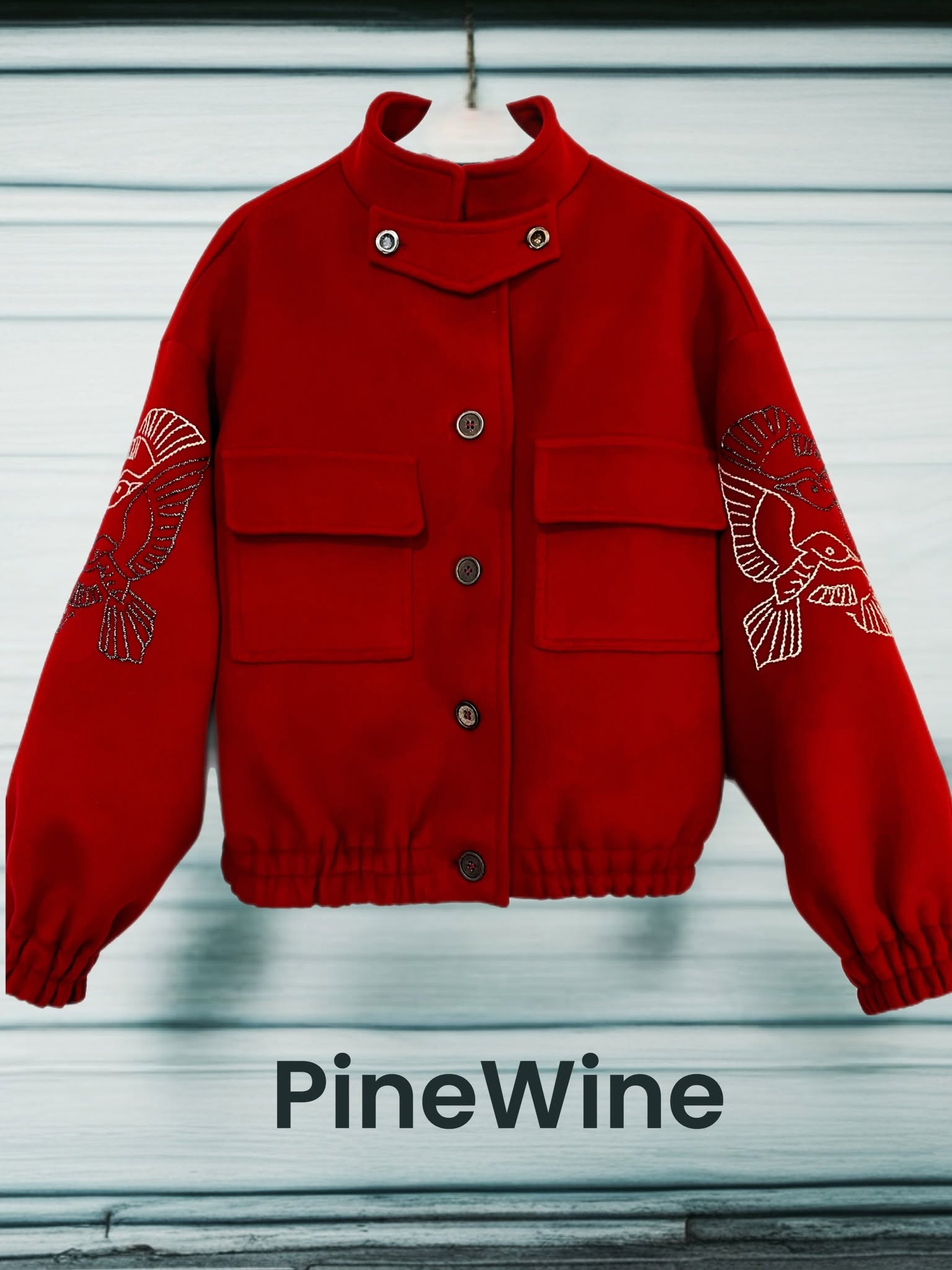 PineWine jakk - linnud - punane