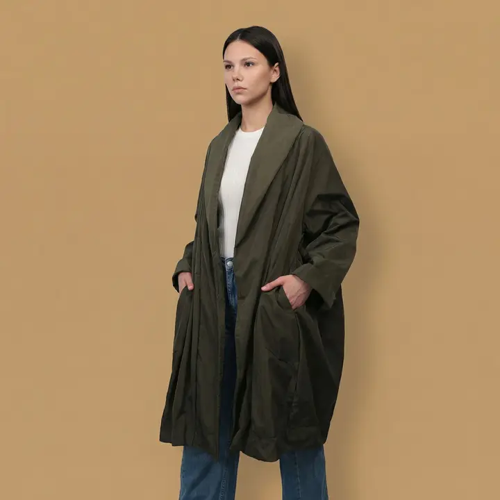 Oversize kapuutsiga veekindel mantel - roheline